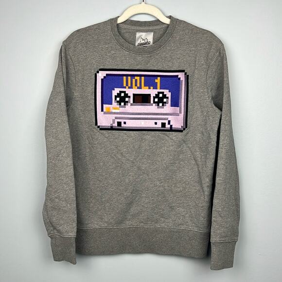Bricktown Paris XS crewneck pullover cassette tape pixelated sweatshirt - Picture 1 of 8